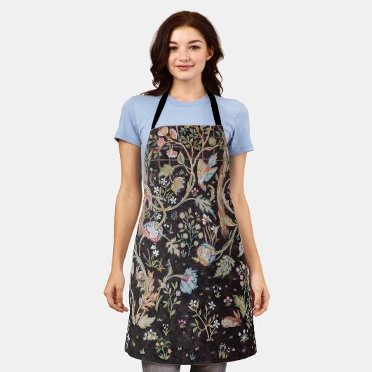 Bird & Rabbit im Blumengarten, William Morris Schürze (Getragen)