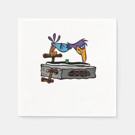 Bird Record Player Paper Napkin Serviette (Vorderseite)
