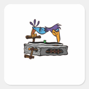 Bird-Record-Player Quadratischer Aufkleber