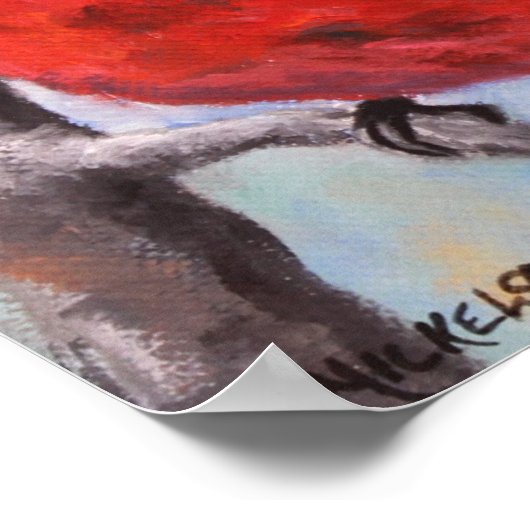 Bird Red Kardinal Fine Art Print Poster (Ecke)