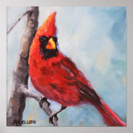 Bird Red Kardinal Fine Art Print Poster