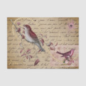 Bird Red Pink Decoupage Vintag Ephemere Seidenpapier (Vorderseite)