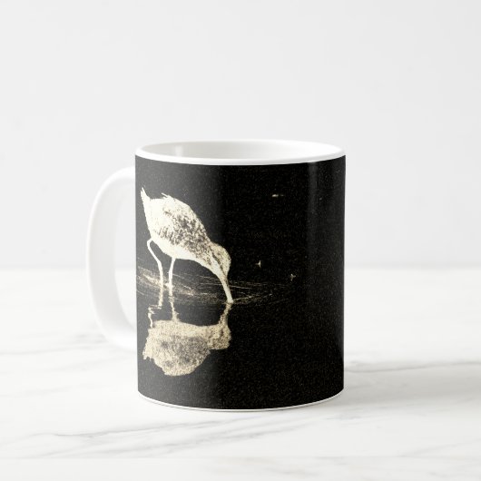 Bird Reflection Black and White Nature Lover Kaffeetasse (Vorderseite Links)