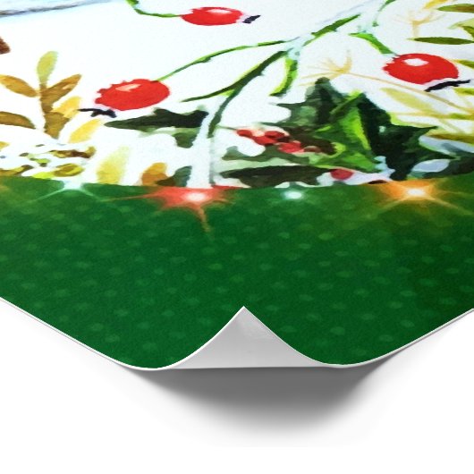 Bird Robin Couple Winter Holly Weihnachten Poster (Ecke)