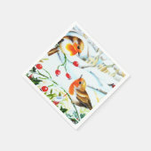 Bird Robin Couple Winter Holly Weihnachten Serviette (Ecke)