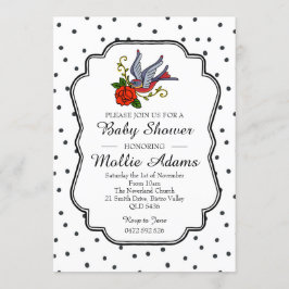 Bird Rockabilly Baby Dusche Einladung