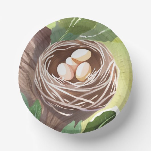 Bird’s Nest | Watercolor Eggs Nature Pappteller (Vorderseite)