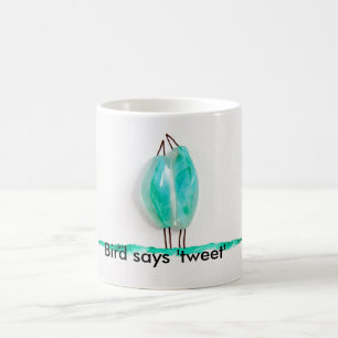 Bird sagt "getweetet" niedliches Paar in Liebe Kaffeetasse