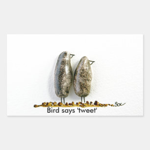 Bird sagt "tweet" niedliches Hämattienpaar Rechteckiger Aufkleber