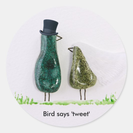 Bird sagt "tweet" runder aufkleber (Vorderseite)