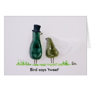 Bird sagt "tweeten" Hochzeitsgrün Keramik Paar