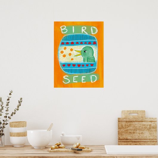 Bird Seed Poster Wand - Funny Bird (Küche)
