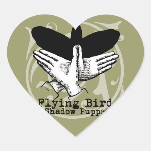 Bird Shadow Puppet Hand Vintag Herz-Aufkleber (Vorderseite)