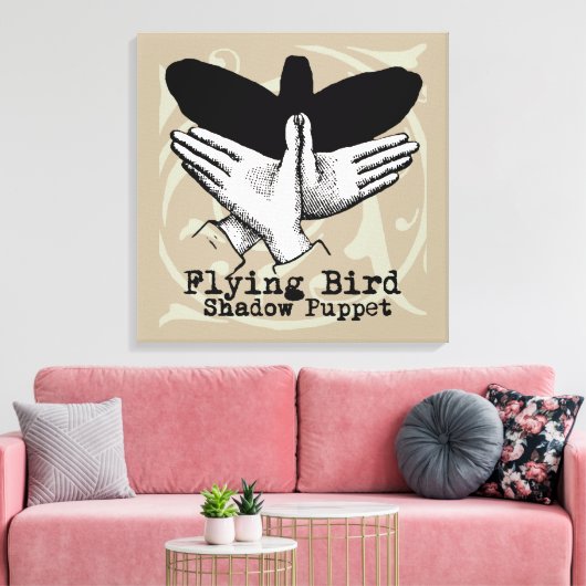 Bird Shadow Puppet Hand Vintag Leinwanddruck (Insitu (Wohnzimmer))