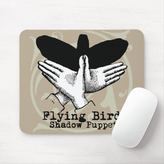 Bird Shadow Puppet Hand Vintag Mousepad (Mit Mouse)