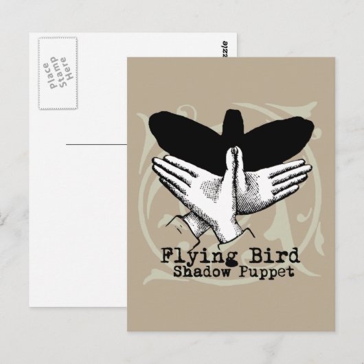 Bird Shadow Puppet Hand Vintag Postkarte (Vorne/Hinten)