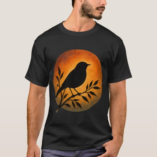 Bird Silhouette Over Full Moon T-Shirt (Vorderseite)