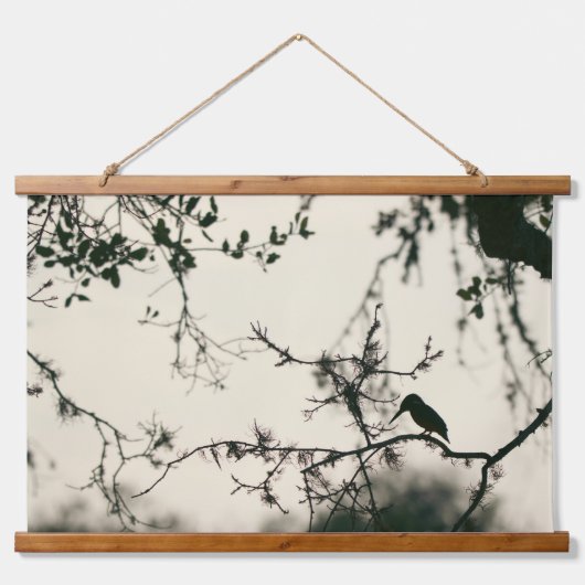 Bird Silhouette Wandteppich Mit Holzrahmen (Vorne)