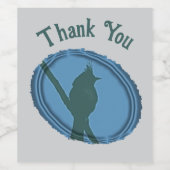 Bird Silhouette Wertschätzung Blue Gray Vielen Dan Weinetikett (Einzelnes Label)