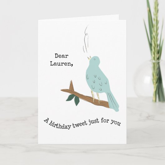 Bird Singing Add a Name Birthday Wishes Greeting Karte (Vorderseite)