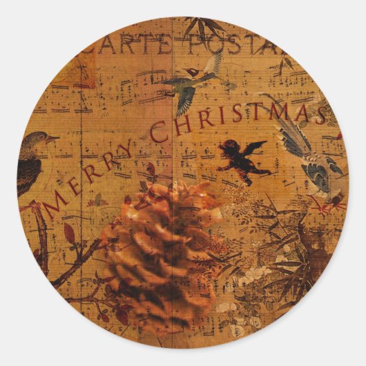 Bird Song Christmas Runder Aufkleber (Vorderseite)