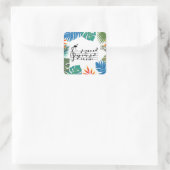 Bird Song, Flamingo, der Vögel verbindet Quadratischer Aufkleber (Tasche)