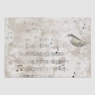 Bird Song Musiknoten Grunge Decoupage Seidenpapier