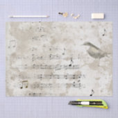 Bird Song Musiknotens Grunge Decoupage Seidenpapier (Handwerk)