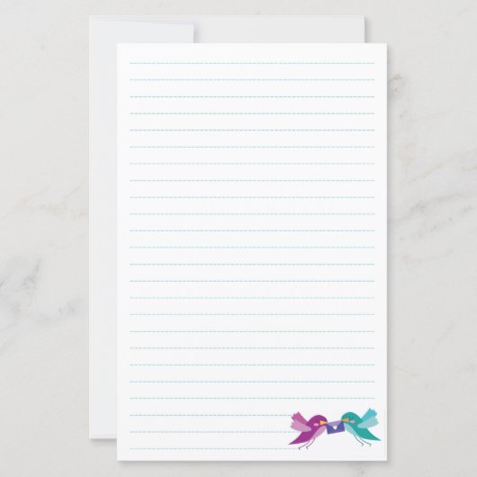 Bird Stationery | Niedliche Vögel mit Post (Vorderseite)