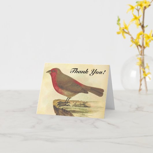 Bird Stehend auf einer Lecke "Danke!" Karte (Gelbe Blume)