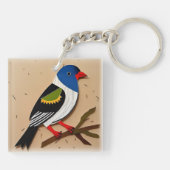 Bird Stylized Paper Artwork Schlüsselanhänger (Rückseite)