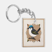 Bird Stylized Paper Artwork Schlüsselanhänger (Vorderseite links)