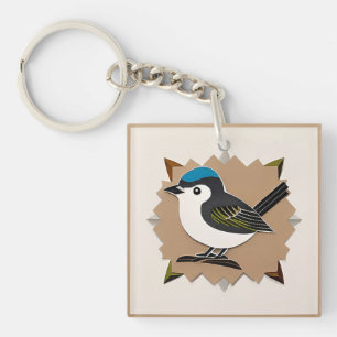 Bird Stylized Paper Artwork Schlüsselanhänger