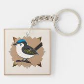 Bird Stylized Paper Artwork Schlüsselanhänger (Rückseite)