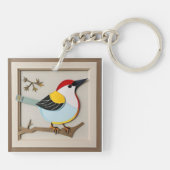 Bird Stylized Paper Artwork Schlüsselanhänger (Rückseite)