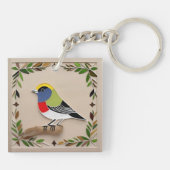 Bird Stylized Paper Artwork Schlüsselanhänger (Rückseite)