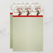 Bird Swirl Tree Musical Wood Grain Green Xmas Briefpapier (Vorne/Hinten)