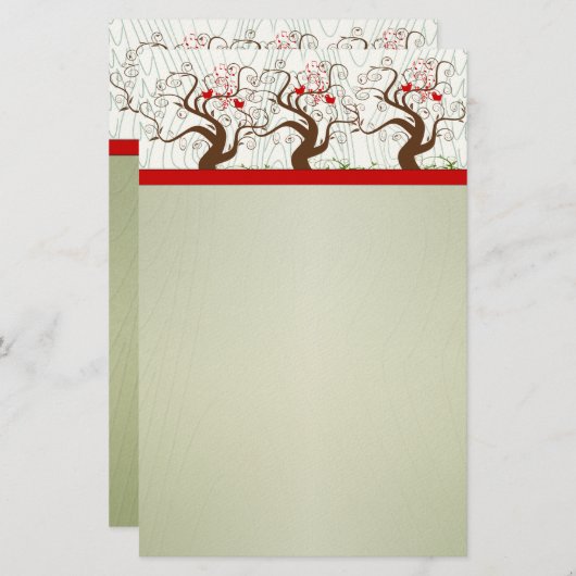 Bird Swirl Tree Musical Wood Grain Green Xmas Briefpapier (Vorne/Hinten)