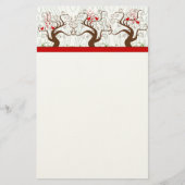 Bird Swirl Tree Musical Wood Grain Xmas Stationery Briefpapier (Vorderseite)