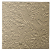 Bird Tan Clay Blume Stilvoll Jugendstil Fliese (Vorderseite)