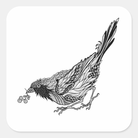 Bird Tattoo Quadratischer Aufkleber (Vorderseite)