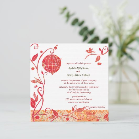 Bird Theme Refined Boho Wedding Einladung (Stehend Vorderseite)
