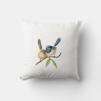 Bird throw pillows imitating embroidery effects kissen