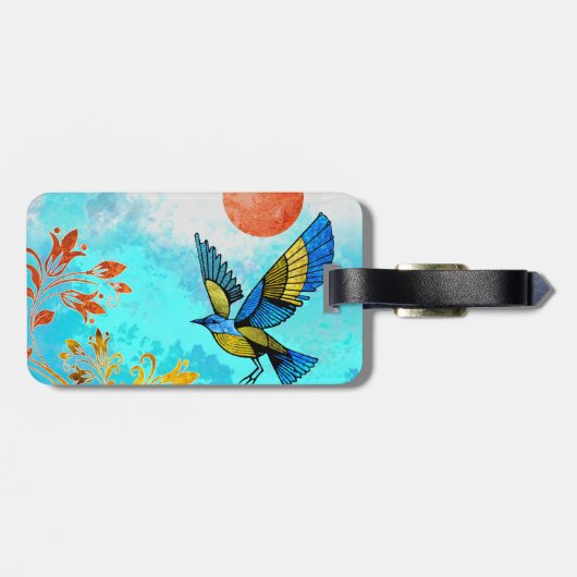 Bird Tree Sun Gepäckanhänger (Rückseite horizontal)