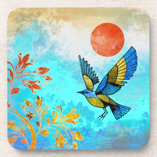 Bird Tree Sun Getränkeuntersetzer (Vorderseite)