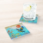 Bird Tree Sun Glasuntersetzer (Schrägansicht)