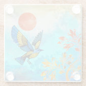 Bird Tree Sun Glasuntersetzer (Rückseite)