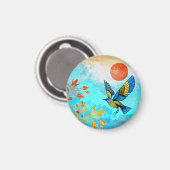 Bird Tree Sun Magnet (Vorderseite/Rückseite)