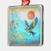 Bird Tree Sun Ornament Aus Metall (Links)