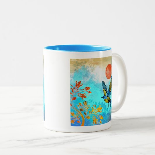 Bird Tree Sun Zweifarbige Tasse (VorderseiteRechts)